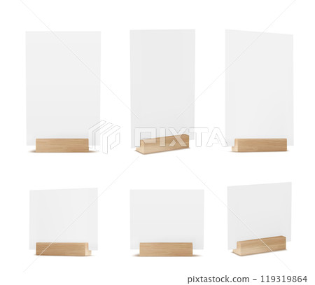 3d menu paper card stand holder for table mockup 119319864