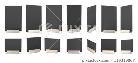 Black card table menu flyer holder vector mockup 119319867