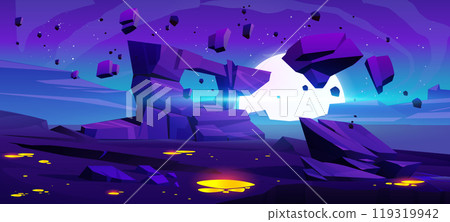 Night space planet desert with moon landscape 119319942