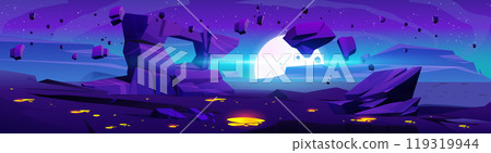 Alien planet surface with stones 119319944