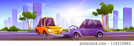 Car crash accident on city road traffic vector 119319965
