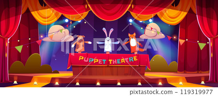 Puppet theater child show stage vector background 119319977