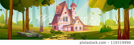 Country house in green summer forest 119319990