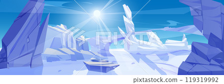 Ice winter landscape with snow vector background 119319992