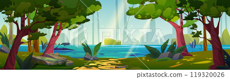 Path to forest river nature landscape background Path to forest river nature landscape background 119320026