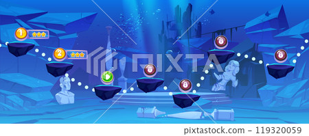Underwater ocean game level map ui cartoon vector 119320059