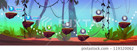 Magic jungle forest level map game background 119320062