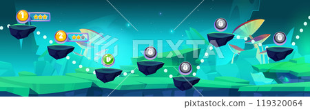 Arcade game map on fantasy forest background Arcade game map on fantasy forest background 119320064