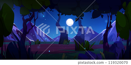 Night forest landscape with swamp 119320070