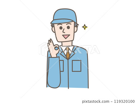 穿著工作服的微笑的人 119320100