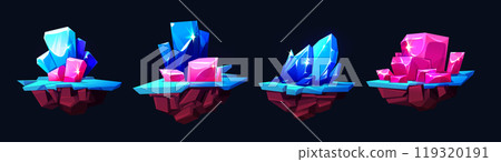 Magic game crystal floating stone island vector 119320191