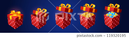 Ribbon gift box ui game bonus icon cartoon vector Ribbon gift box ui game bonus icon cartoon vector 119320195