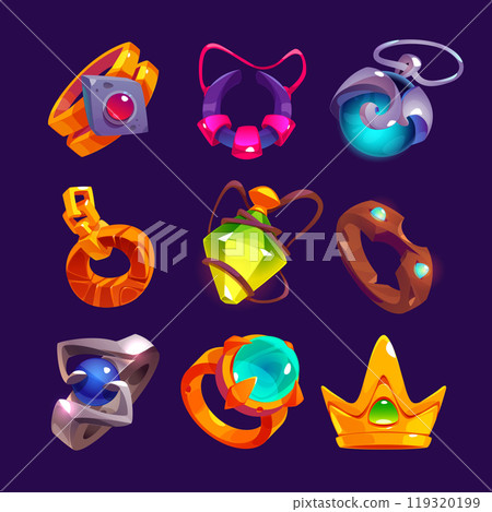 Fantasy medieval gold ring ui game icon vector Fantasy medieval gold ring ui game icon vector 119320199