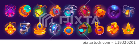 Cartoon set of game jewelry accessories 119320201