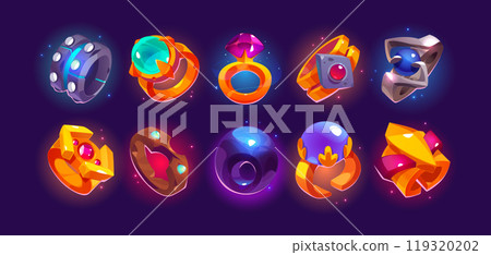 Fantasy medieval gold ring ui game icon vector 119320202