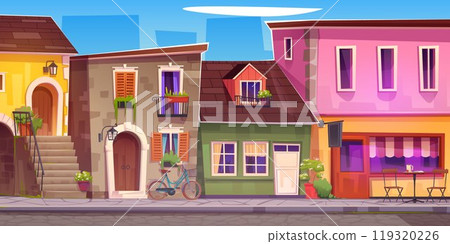 Old Italian town street with cafe 119320226