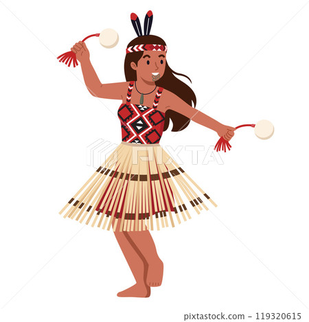 Maori Woman Performing a Traditional Haka Dance 119320615