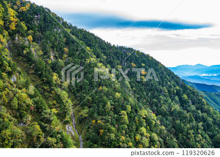 [Nagano Prefecture] Autumn leaves on the slopes as seen from the Komagatake Ropeway in the Central Alps 119320626