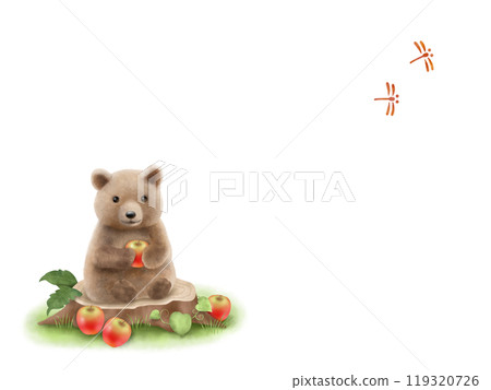 Bear and apple background B-1 Bear and apple background B-1 119320726