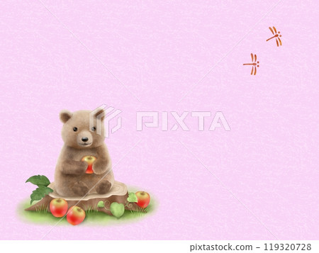 Bear and apple background B-3 119320728