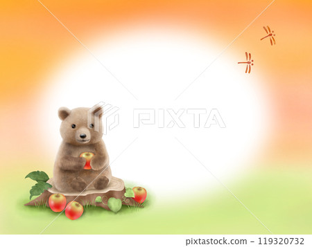 Bear and apple frame B 119320732