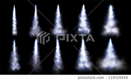 Realistic smoke trails set isolated on black 119320848