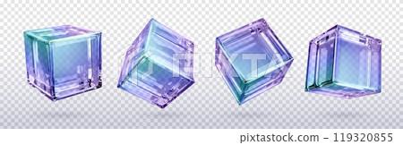 3d crystal light holographic glass cube vector 119320855