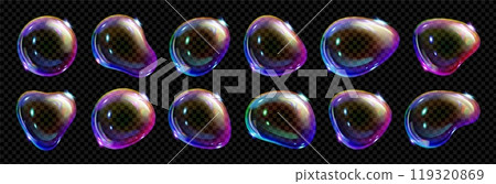 Realistic set of soap bubbles Realistic set of soap bubbles 119320869