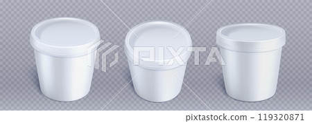 Realistic set of white food containers 119320871