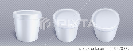 Ice cream package, white plastic container 119320872