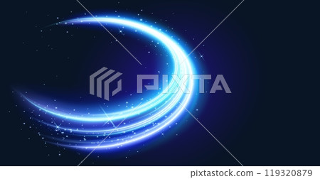 Realistic neon blue light swirl 119320879