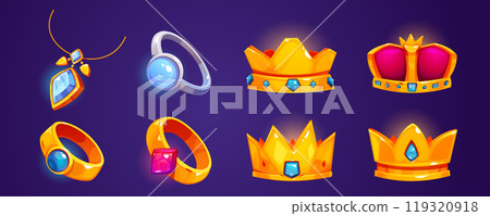 Game jewelry cartoon icon set. Game jewelry cartoon icon set. 119320918