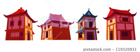 Cartoon set of Chinese houses 119320931