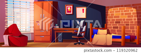 Teen boys bedroom interior with furniture 119320962