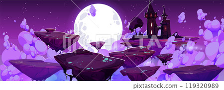 Fantasy sky road to magic castle vector background 119320989