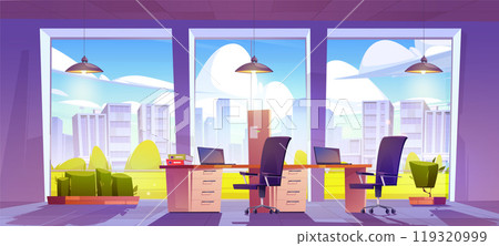 Company office interior with windows and furniture 119320999