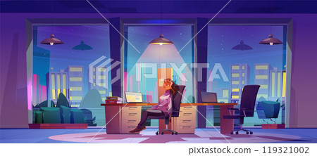 Woman burn and tired in office work room vector Woman burn and tired in office work room vector 119321002