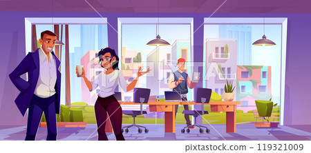 People at work in office interior cartoon vector 119321009