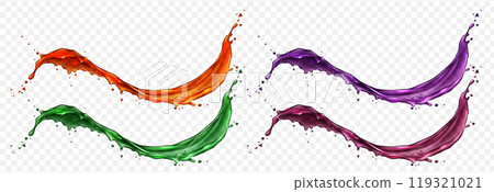 3d liquid juice, red wine and purple drink splash 119321021