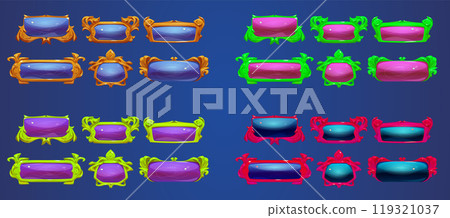 Cartoon set of vintage game buttons 119321037