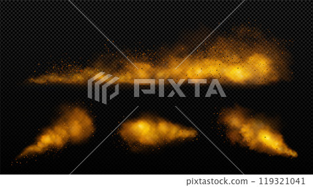 Realistic set of brown powder clouds 119321041