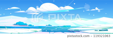 North Pole winter glacier cartoon landscape vector 119321063