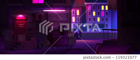 Night dark city alley street cartoon background 119321077