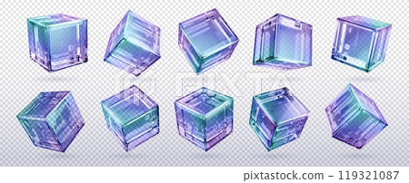 Set of holographic 3D glass cubes 119321087