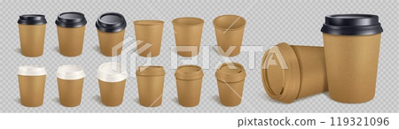 3d craft coffee cup isolated vector mockup set 119321096