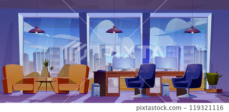 Empty company office in rainy weather Empty company office in rainy weather 119321116