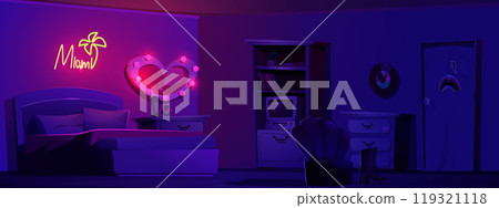 Girly retro bedroom at night Girly retro bedroom at night 119321118