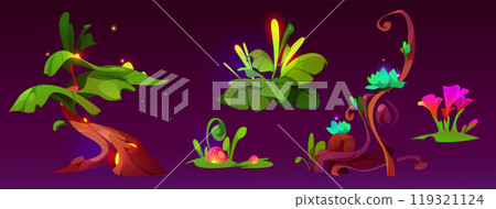 Fantasy plant for magic forest cartoon game set 119321124