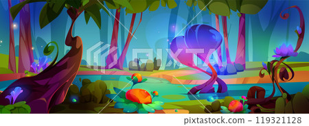Magical fantasy forest with fancy plants Magical fantasy forest with fancy plants 119321128