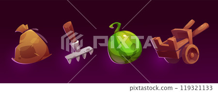 Cartoon set of farm game assets 119321133
